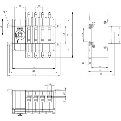 3KD2240-2ME10-0 Siemens Lasttrennschalter 32A, Baugr. 1, 4-poli Produktbild Additional View 3 L