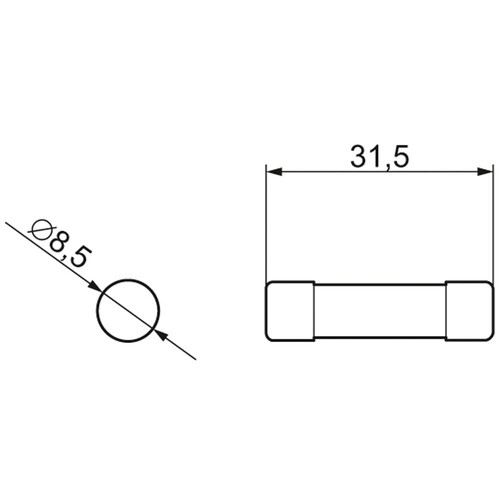 3NW6302-1 Siemens SENTRON, Zylindersicherungseinsatz, 8x32 mm, 2 A Produktbild Additional View 2 L