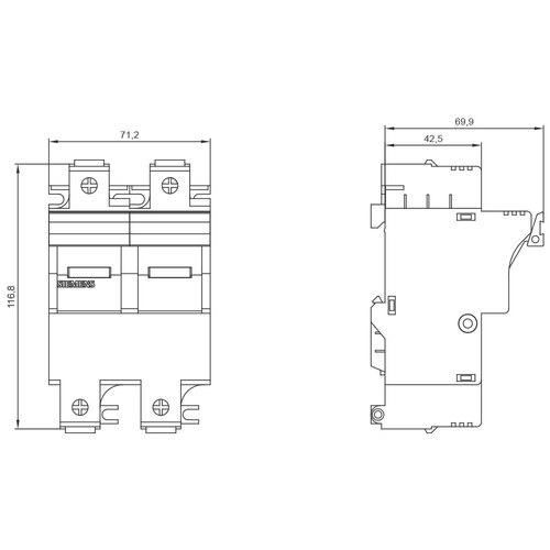 3NW7221 Siemens SENTRON, Zylindersicherungshalter, 22x58 mm, 2-p Produktbild Additional View 2 L