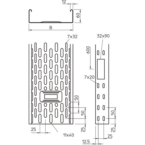 6087140 Obo IKS 630 FS Kabelrinne IKS mit Boden  +Seitendurchführung 60x300x3 Produktbild Additional View 1 L