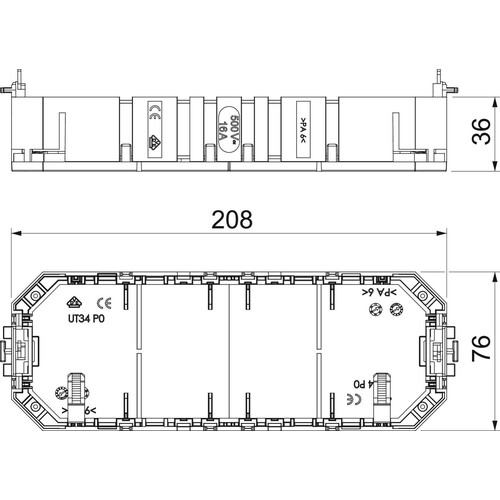 7408725 Obo UT4 Universalträger für Modul45 Einbau 208x76x36 Polyamid  grap Produktbild Additional View 1 L