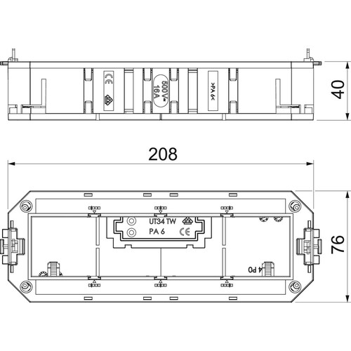 7408727 Obo UT4 45 4 Universalträger für 4 Modul45 Geräte 208x76x40 Polyamid  gr Produktbild Additional View 1 L