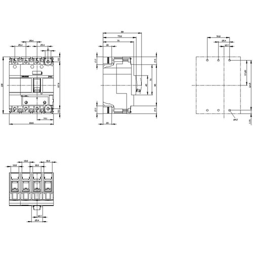 3VA1180-4EF46-0AA0 Siemens Leistungsschalter 3VA1 IEC Frame 160 Sc Produktbild Additional View 3 L