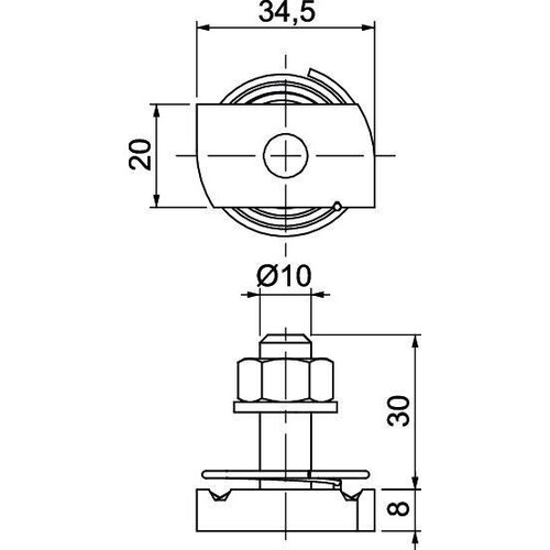 1148384 Obo MS41HBF M10x30 F Hammerkopfschraube mit Feder für Profil Produktbild Additional View 1 L