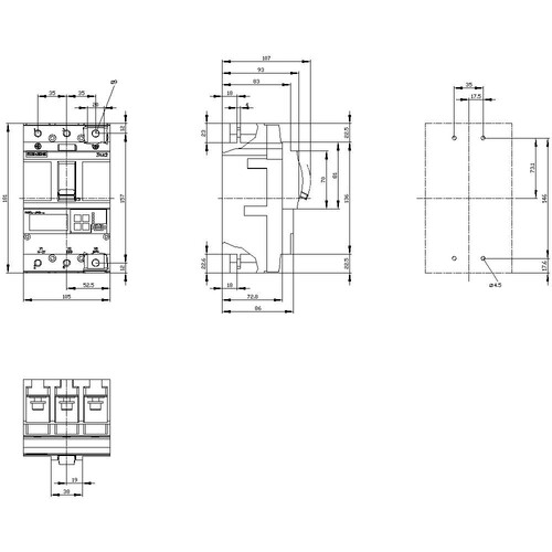 3VA2216-5JP32-0AA0 Siemens Leistungsschalter 3VA2 IEC Frame 250 Sc Produktbild Additional View 3 L