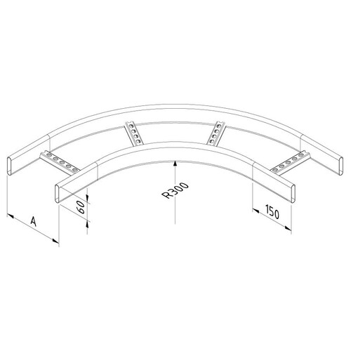 10001 Trayco CL60 B90 200 DG Kabelleiter Bogen   Cable Ladder Bend Produktbild Front View L