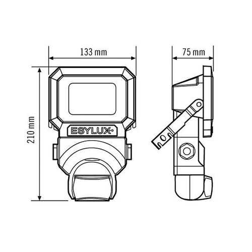 EL10810084 Esylux AFL SUN LED 10W 5K BK Fluter mit Bewegungsmelder 900lm schwarz Produktbild Additional View 2 L