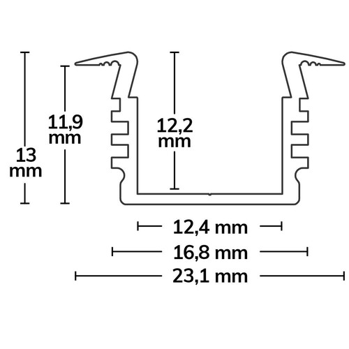 112812 Isoled LED Einbauprofil DIVE12 Aluminium eloxiert, 200cm Produktbild Additional View 1 L