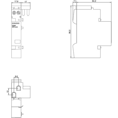 5SM6011-2 Siemens AFD BLOCK 1 16A 2POL 230V 1TE+1TE Produktbild Additional View 2 L