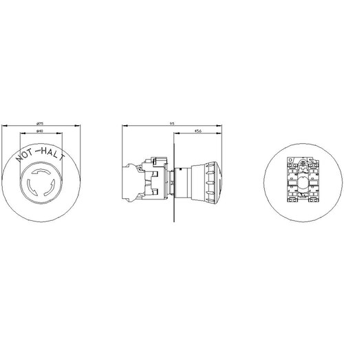 3SU1150-1HB20-3PH0 Siemens Not Halt Pilzdrucktaster, 22mm, rund, rot, Besch Produktbild Additional View 2 L