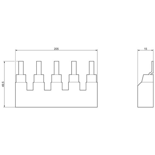 5ST3663-1HG Siemens Stiftsammelschiene, 16mm2 Anschluss: 12x 1-phasig nach UL 4 Produktbild Additional View 2 L