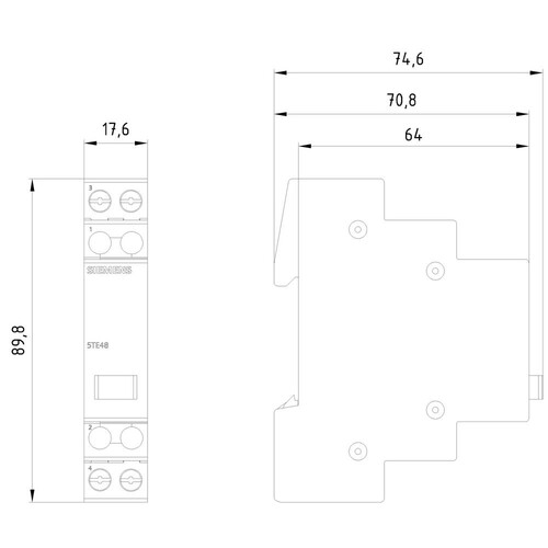 5TE4823 Siemens Taster, 2S 20A, 1 Taste rot, LED 230V Produktbild Additional View 2 L