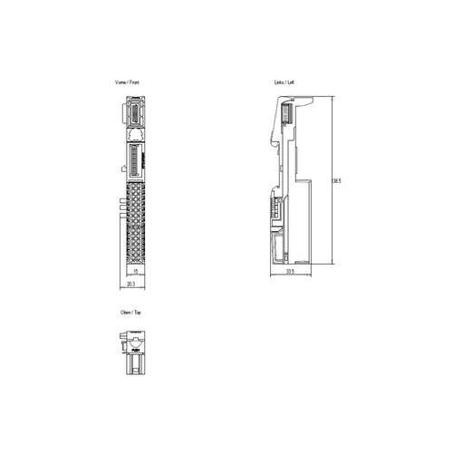 6ES7193-6BP20-2DA0 Siemens SIMATIC ET 200SP, Base Unit BU15 P16+A10+2D, BU Ty Produktbild Additional View 2 L