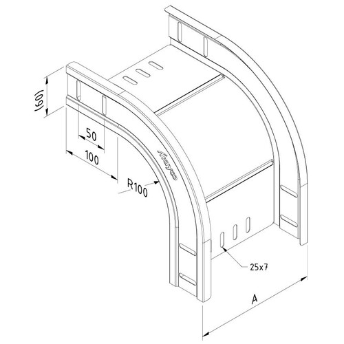 11970 Trayco CT110 FB90 300 PG Kabelrinne Fallstück   Cable Tray Falli Produktbild Front View L