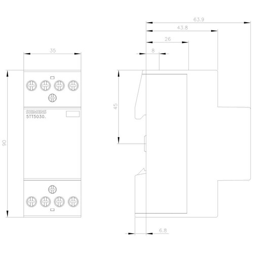 5TT5830-1 Siemens INSTA-Schütz mit 4 Schließern Kontakt für AC 230V, 400V 25 Produktbild Additional View 2 L