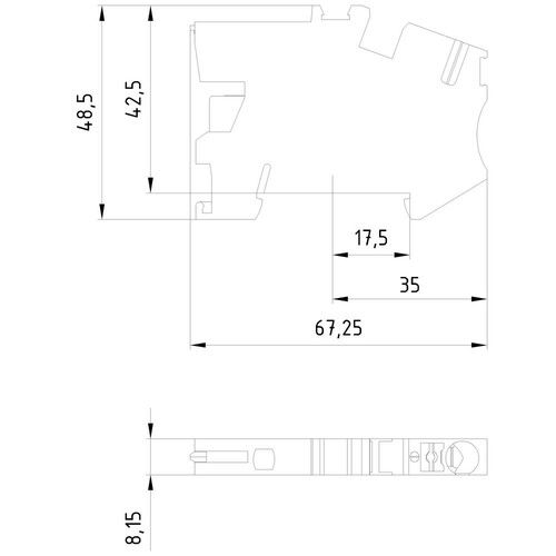 8WH6001-0BH01 Siemens INSTA- Durchgangsklemme 6 mm2, 8,2mm Breite bl Produktbild Additional View 2 L