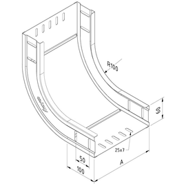 10481 Trayco CT60 RB90 200 DG Kabelrinne Steigestück   Cable Tray Rising Bend Produktbild