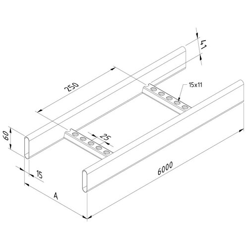 10042 Trayco CL60 300 6DG Kabelleiter CL60   Cable Ladder CL60 Produktbild Additional View 1 L