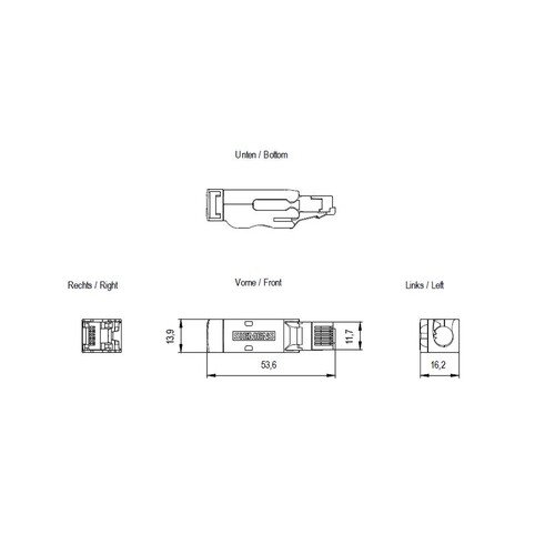 6GK1901-1BB12-2AA0 Siemens Industrial Ethernet FastConnect RJ45 Plug 180 4x2, Produktbild Additional View 1 L