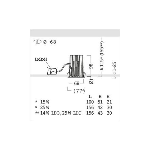 60816963 Zumtobel DIAMO R68 LED1200 930 LDO VFL WH LED Decken Einbauleuchte 14W Produktbild Additional View 1 L