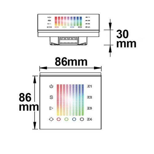 112505 Isoled Sys One RGB+W 4 Zonen Funk Wandeinbau Controller, 230V AC Produktbild Additional View 1 L