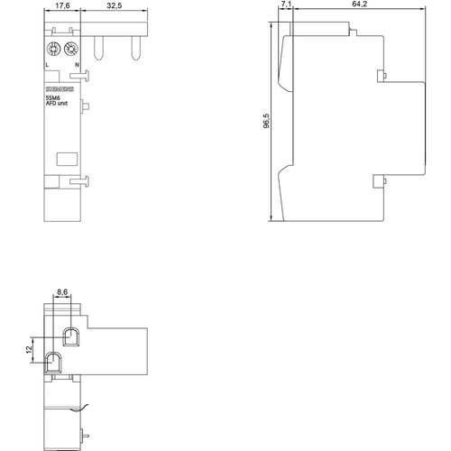 5SM6021-2 Siemens AFD BLOCK 1 16A 2POL 230V 1TE+2TE Produktbild Additional View 2 L