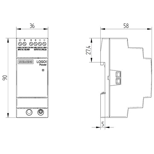 6EP3331-6SB00-0AY0 SIEMENS LOGO POWER 24V/1,3 A Geregelte Stromversorgung Produktbild Additional View 2 L