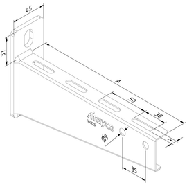 14983 Trayco Wandkonsole WB25-0150-DU verzinkt beschichtet Produktbild front M