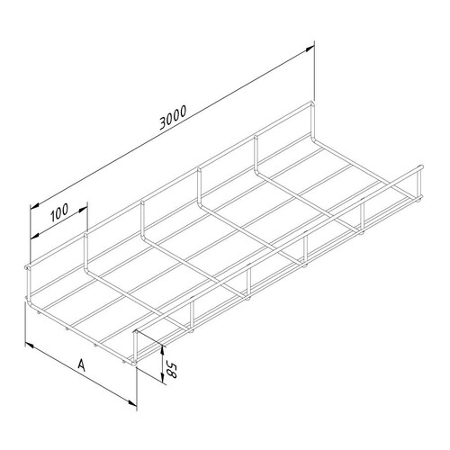 14165 Trayco MTL60 300 3SS Gitterrinne leicht   Mesh Tray light Produktbild Front View L