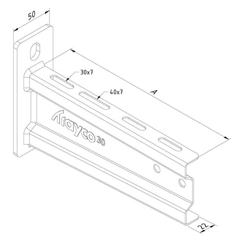 11468 Trayco WB30 0800 DG Wandausleger Wall Bracket Produktbild Additional View 3 L