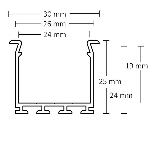 112336 Isoled Einbauprofil WING20 Miniflansch gerade, eloxiert L: 2000mm Produktbild Additional View 1 L