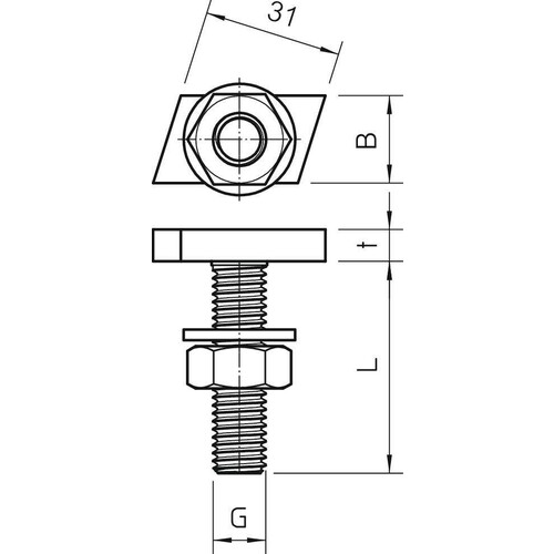 1148064 Obo ACMHB M8x60 ZL Hammerkopfschraube für Profilschienen M Produktbild Additional View 1 L