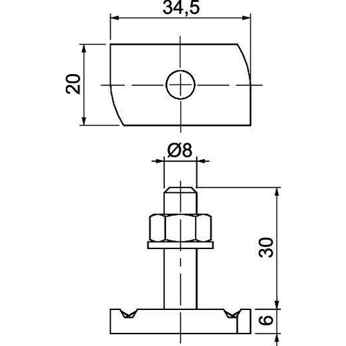 1148310 Obo MS41HB M8x30 ZL Hammerkopfschraube für Profilschiene MS Produktbild Additional View 1 L