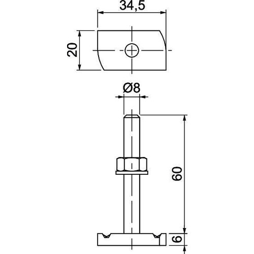 1148314 Obo MS41HB M8x60 ZL Hammerkopfschraube für Profilschiene MS Produktbild Additional View 1 L