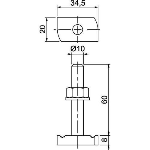 1148326 Obo MS41HB M10x60 ZL Hammerkopfschraube für Profilschiene MS Produktbild Additional View 1 L