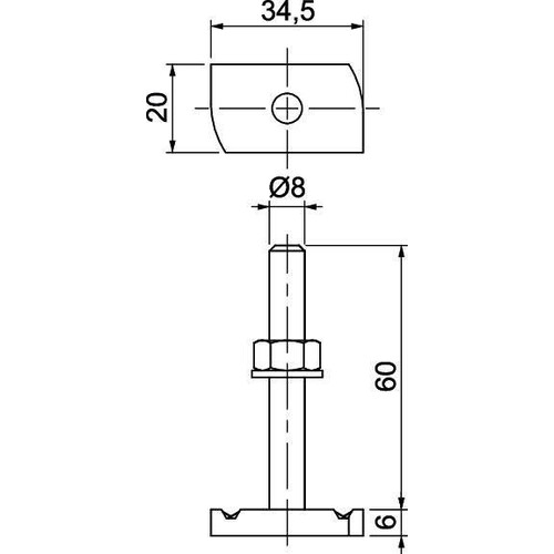 1148414 Obo MS41HB M8x60 A4 Hammerkopfschraube für Profilschiene MS Produktbild Additional View 1 L