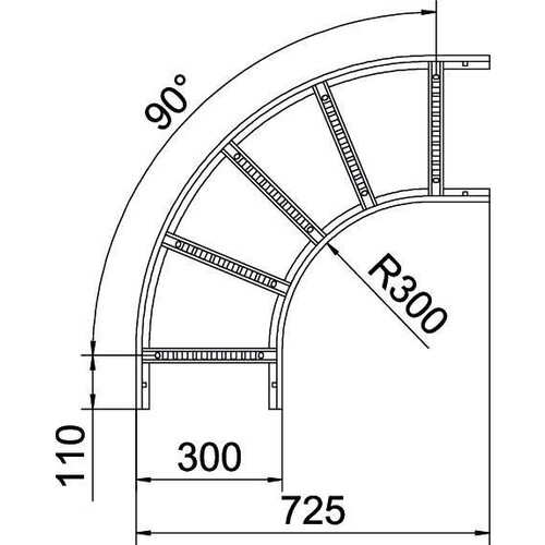 6225044 Obo LB 90 630 R3 FS Bogen 90° für Kabelleiter 60x300 Stahl bandverzin Produktbild Additional View 1 L