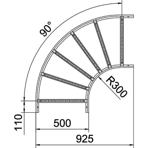 6225048 Obo LB 90 650 R3 FS Bogen 90° für Kabelleiter 60x500 Stahl bandverzin Produktbild Additional View 1 L