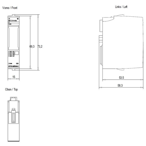 6ES7134-6GF00-0AA1 Siemens ET 200SP, AI 8XI 2 /4 WIRE BASIC Produktbild Additional View 2 L