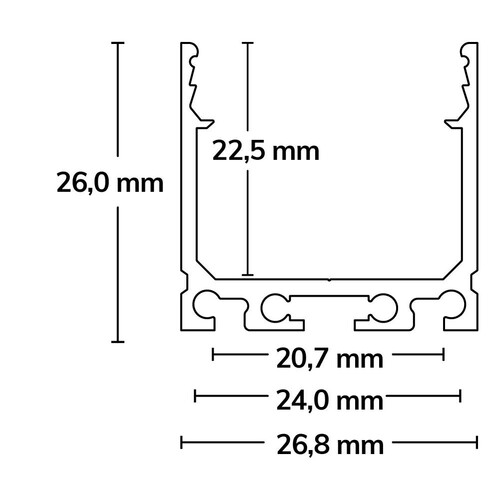 112858 Isoled LED Aufbauprofil SURF24 Aluminium eloxiert, 2000x26,8x26mm Produktbild Additional View 1 L