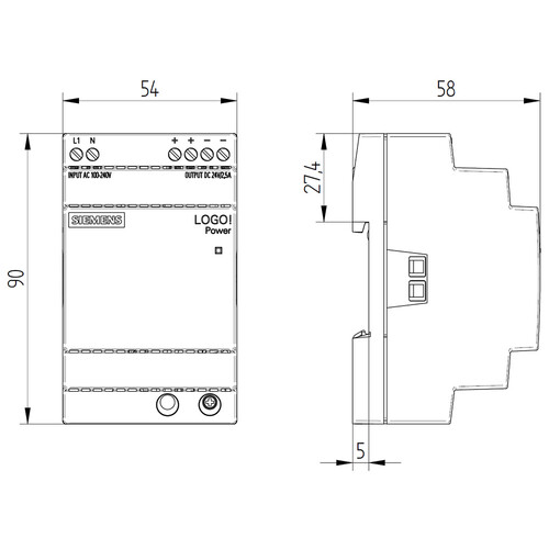 6EP3332-6SB00-0AY0 Siemens LOGO! Power Geregelte Stromversorgung 24VDC / 2,5 A Produktbild Additional View 3 L