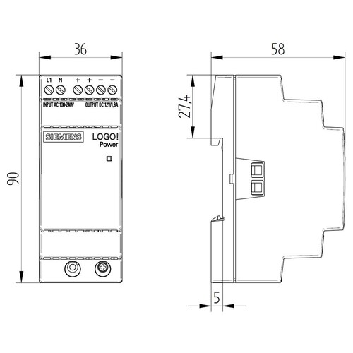 6EP3321-6SB00-0AY0 Siemens LOGO!POWER 12VDC/1,9A Geregelte Stromversorgung Produktbild Additional View 2 L