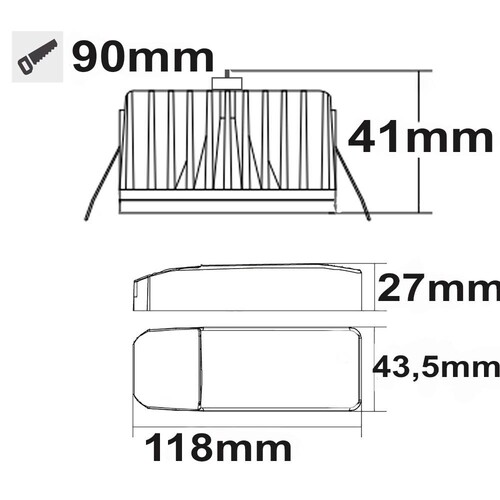 113335 Isoled LED Einbaustrahler Sys 90, 12W, 3000K+4000K ColorSwitch Produktbild Additional View 2 L