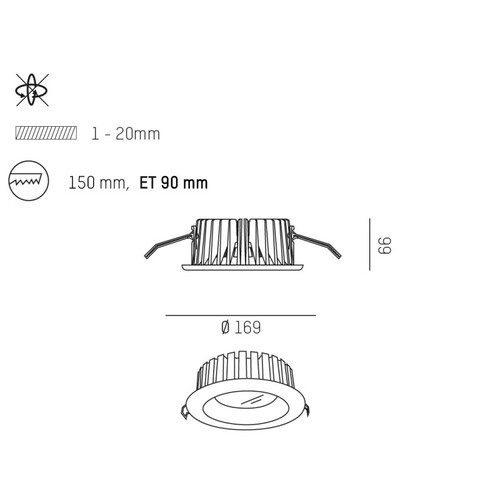 468-110021955 Tecnico GET F XS EB DOWNLIGHT weiß feinstrukturiert mikropr Produktbild Additional View 1 L