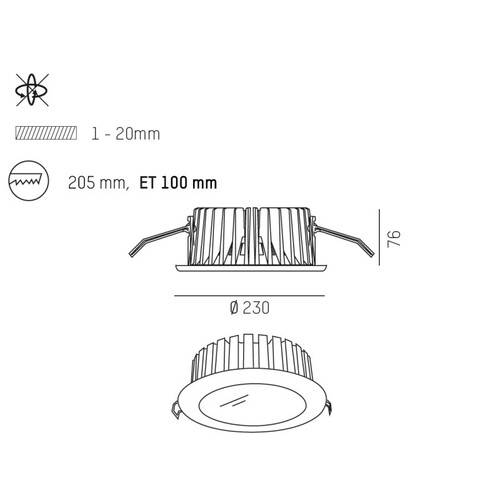 468-120011455 Tecnico GET F M EB DOWNLIGHT weiß feinstrukturiert RAL 901 Produktbild Additional View 1 L