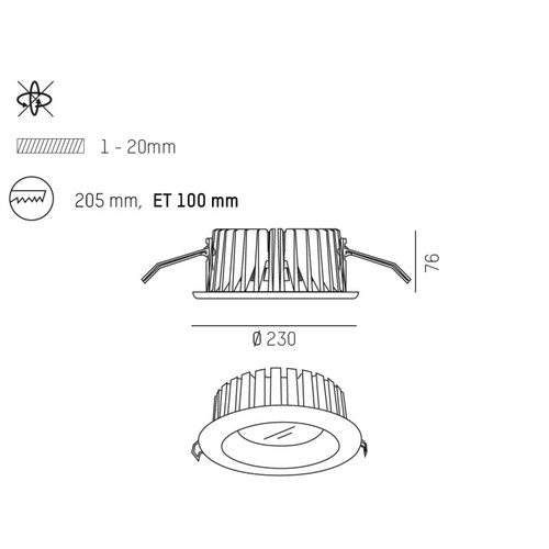 468-120111455 Tecnico GET R M EB DOWNLIGHT weiß feinstrukturiert RAL 901 Produktbild Additional View 1 L