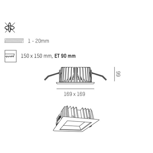 468-210111955 Tecnico GET R XS EB DOWNLIGHT weiß feinstrukturiert RAL 901 Produktbild Additional View 1 L