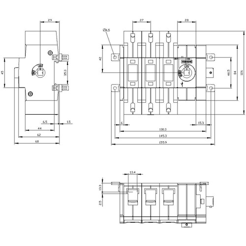 3KD2834-2NE40-0 Siemens LASTTRENNSCHALTER 690V 80A 3P Produktbild Additional View 2 L