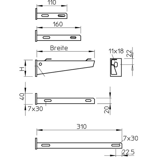 6420625 Obo AWG 15 11 VA4301 Wand  und Stielausleger für Gitterrinne B110mm Ed Produktbild Additional View 1 L