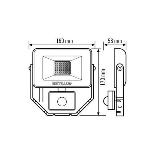 EL10810817 Esylux AFL BASIC LED  10W 3K BK  LED Strahler 10 W  Beschreibung: Ko Produktbild Additional View 1 L